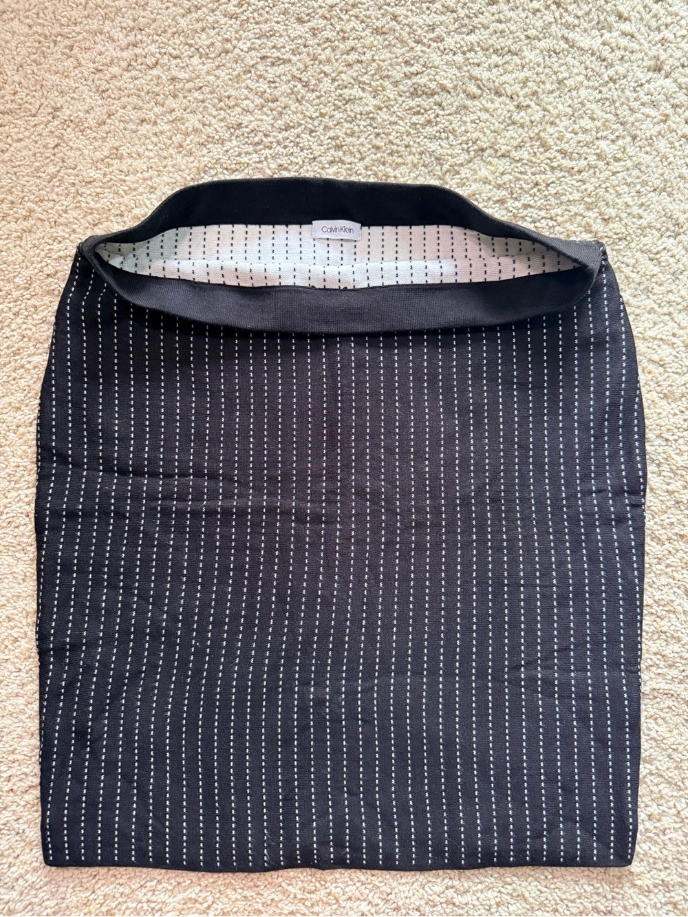 Calvin Klein Black & White Pinstripe Knit Pencil Skirt